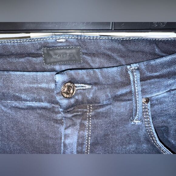 MOTHER The Looker High Waist Ankle Fray Last Call Dark Blue Jeans Size 30 - Picture 5 of 11